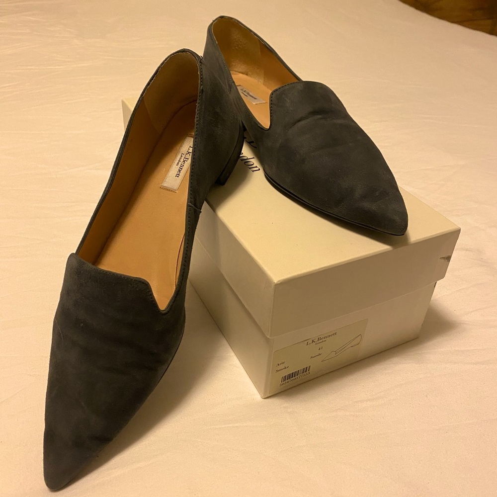 LK Bennett Arie Grey Suede Loafer - Size 41/US 10 - Excellent Condition! - Picture 1 of 5